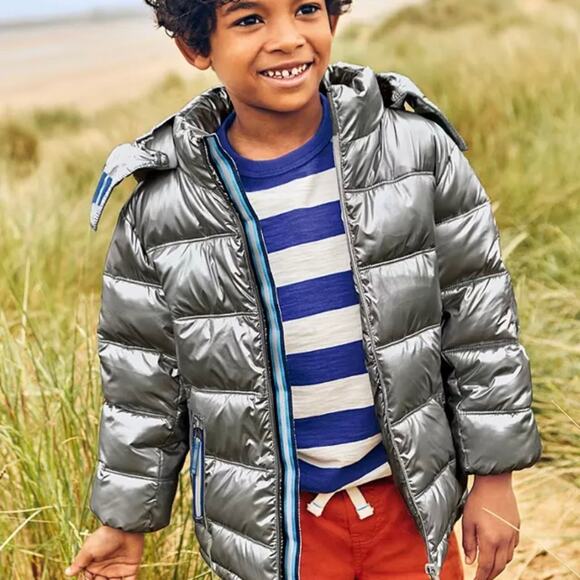 Mini Boden Padded Jacket, Metallic